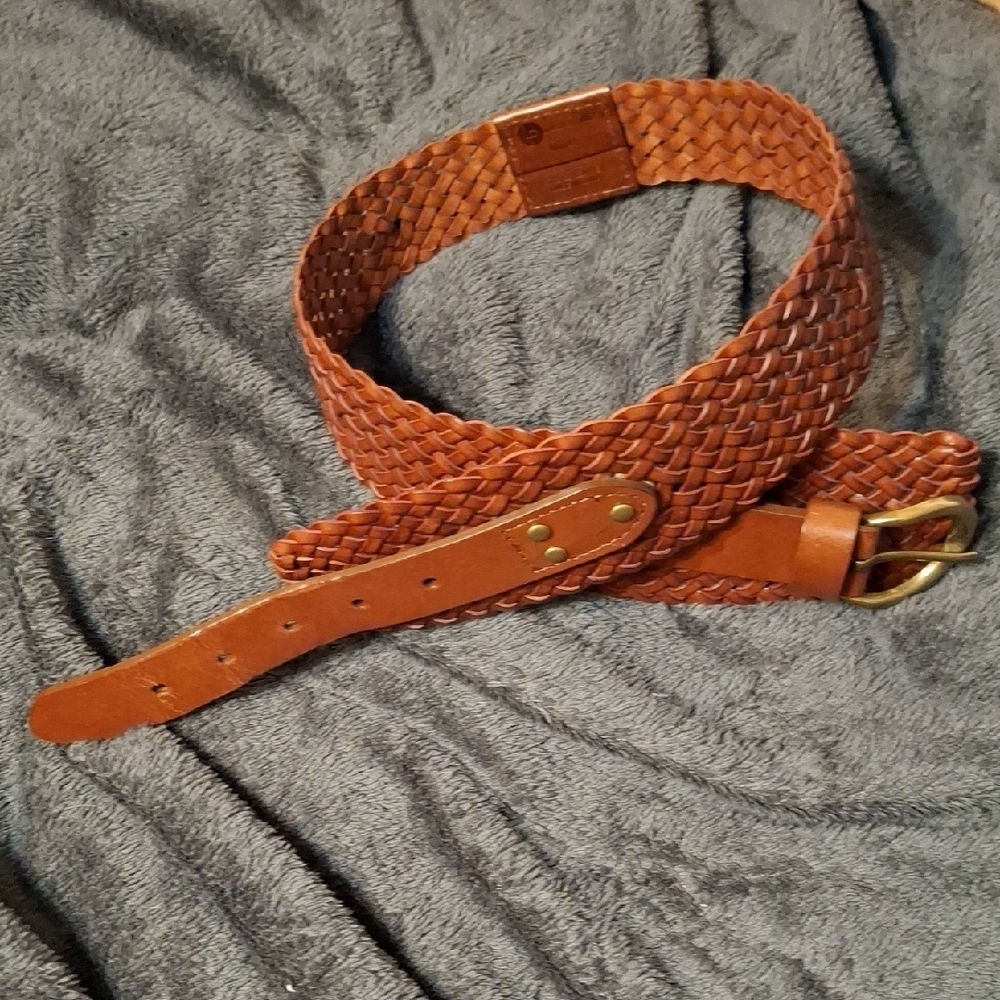 Linea Pelle Tan Woven Italian Leather Belt Sz S 31" @ Longest Nwot